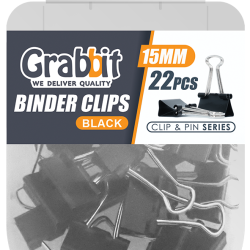 GRABBIT BINDER CLIPS 15MM BK 22PCS GRABBIT BINDER CLIPS 15MM BK 22PCS