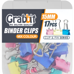 GRABBIT BINDER CLIPS 15MM MIX COL 17PCS GRABBIT BINDER CLIPS 15MM MIX COL 17PCS