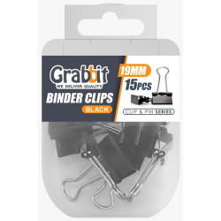 GRABBIT BINDER CLIPS 19MM BK 15PCS GRABBIT BINDER CLIPS 19MM BK 15PCS