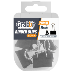 GRABBIT BINDER CLIPS 25MM BK 8PCS GRABBIT BINDER CLIPS 25MM BK 8PCS