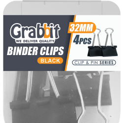 GRABBIT BINDER CLIPS 32MM BK 4PCS GRABBIT BINDER CLIPS 32MM BK 4PCS