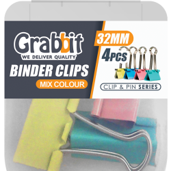 GRABBIT BINDER CLIPS 32MM MIX COL 4PCS GRABBIT BINDER CLIPS 32MM MIX COL 4PCS