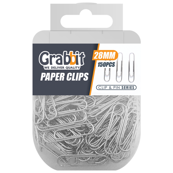 GRABBIT PAPER CLIPS 28MM ROUND 150PCS