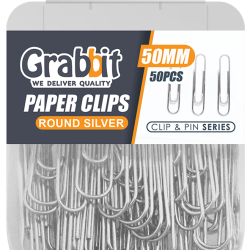 GRABBIT PAPER CLIPS 50MM ROUND SILVER 50PCS GRABBIT PAPER CLIPS 50MM ROUND SILVER 50PCS