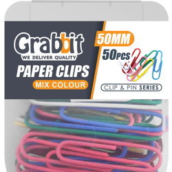 GRABBIT PAPER CLIPS 50MM ROUND MIX COL 50PCS GRABBIT PAPER CLIPS 50MM ROUND MIX COL 50PCS