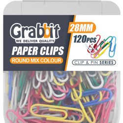 GRABBIT PAPER CLIPS 28MM ROUND MIX COL 120PCS GRABBIT PAPER CLIPS 28MM ROUND MIX COL 120PCS