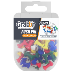 GRABBIT PUSH PINS MIX COL 70PCS