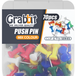 GRABBIT PUSH PINS MIX COL 70PCS GRABBIT PUSH PINS MIX COL 70PCS