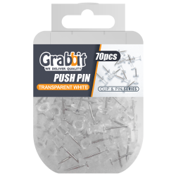GRABBIT PUSH PINS TRANSPARENT WH 70PCS