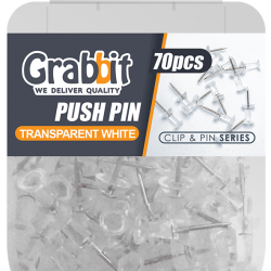 GRABBIT PUSH PINS TRANSPARENT WH 70PCS GRABBIT PUSH PINS TRANSPARENT WH 70PCS