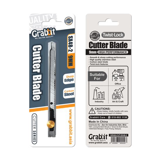 GRABBIT 9MM METAL SNAP-OFF BLADE CUTTER (S/STEEL H