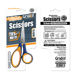 GRABBIT 13.5CM SCISSOR SOFT RUBBER RING HANDLE GRABBIT 13.5CM SCISSOR SOFT RUBBER RING HANDLE