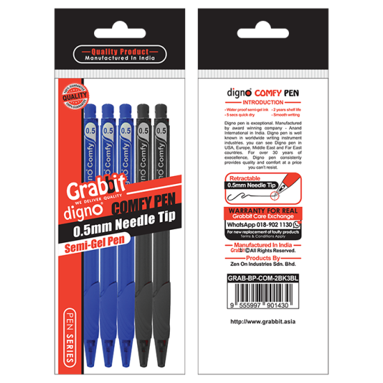 GRABBIT DIGNO COMFY SEMI GEL PEN 0.5 2BK3BL