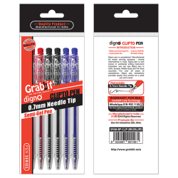 GRABBIT DIGNO CLIPTO SEMI GEL PEN 0.7 2BK2BL2RD