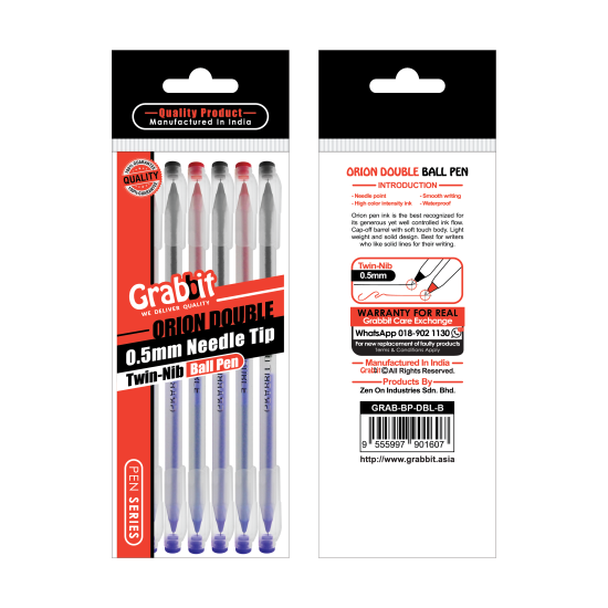 GRABBIT ORION DOUBLE BALL PEN 0.5 3BKBL/3BLRD