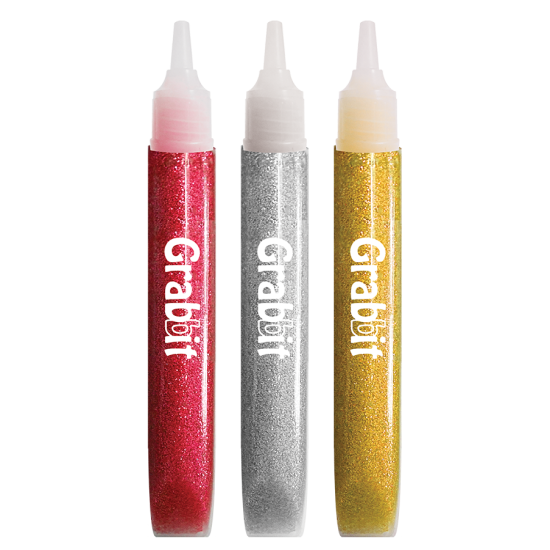 GRABBIT GLITTER GLUE 13ML 3PCS (GOLD/SILVER/RED)