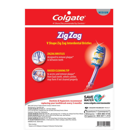 COLGATE TOOTHBRUSH ZIG ZAG MEDIUM 5'S