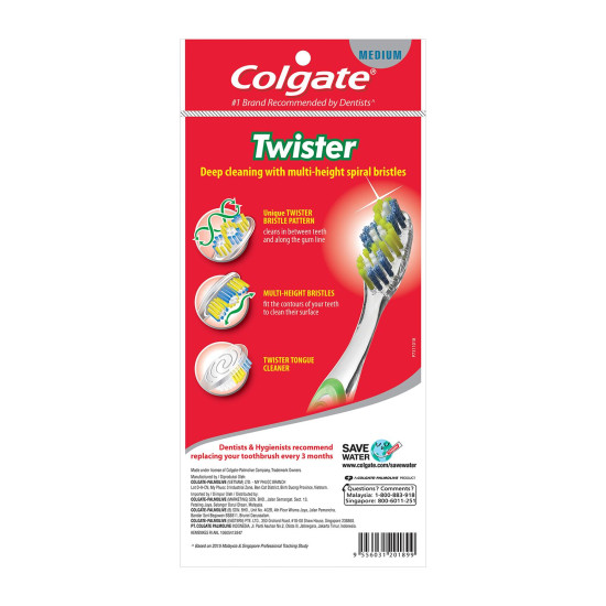 COLGATE TOOTHBRUSH TWISTER MEDIUM 3'S