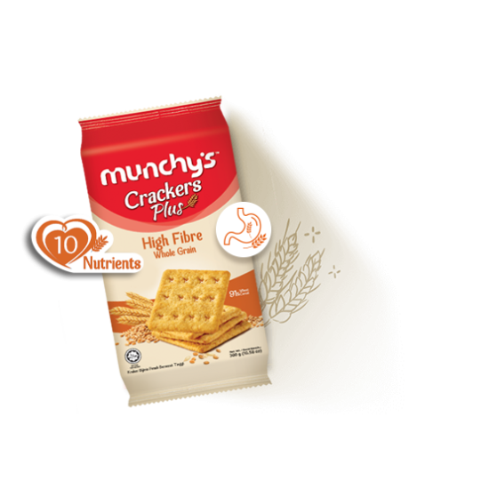 MUNCHY'S CRACKER PLUS HIGH FIBRE WHOLEGRAIN 300GM