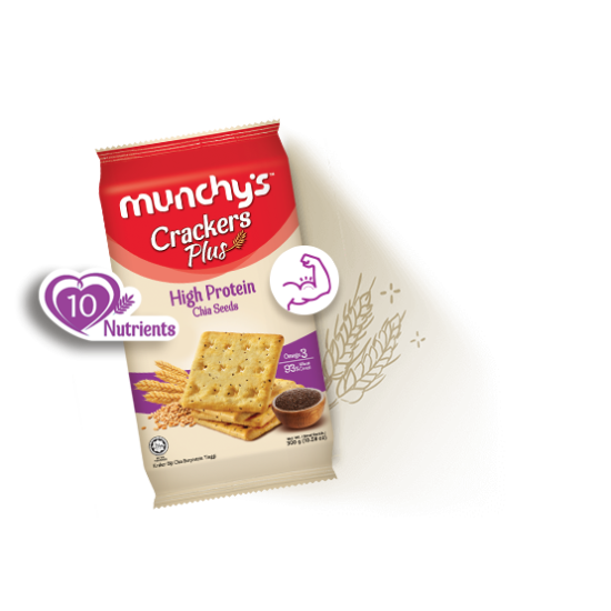 MUNCHY'S CRACKER PLUS  HIGH PROTEIN CHIA SEED 300G