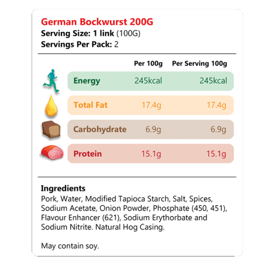 SOLISEGE GERMAN BOCKWURST 200GM