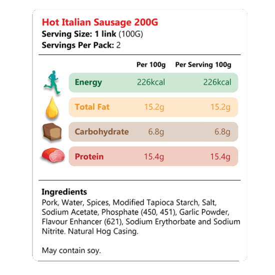 SOLISEGE HOT ITALIAN SAUSAGE 200GM