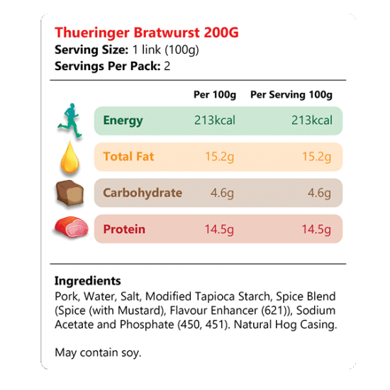 SOLISEGE THUERINGER BRATWURST 200GM