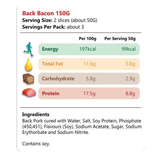 SOLISEGE BACK BACON 150GM