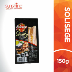SOLISEGE PREMIUM STREAKY BACON 150GM SOLISEGE PREMIUM STREAKY BACON 150GM