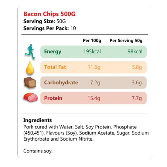 SOLISEGE BACON CHIPS 500GM