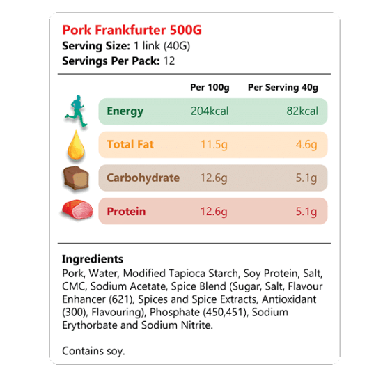 SUPREMO PORK FRANKFURTHER 400GM